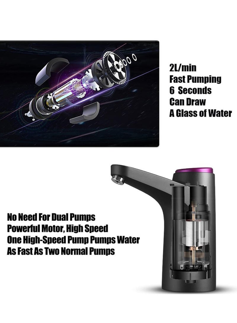 بريتيل مضخة موزع مياه لزجاجة سعة 5 جالون، مضخة مياه شرب كمية مجانية، مضخة كهربائية محمولة قابلة للشحن عبر منفذ USB، موزع متعدد الأغراض لغلاية V60، للاستخدام المنزلي والتخييم وركن القهوة - Image 2